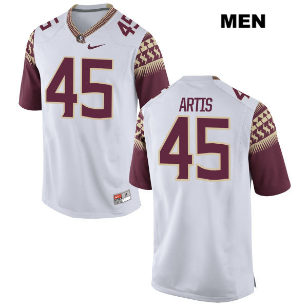 Men's NCAA Nike Florida State Seminoles #45 Demetrius Artis College White Stitched Authentic Football Jersey WPW1469VW